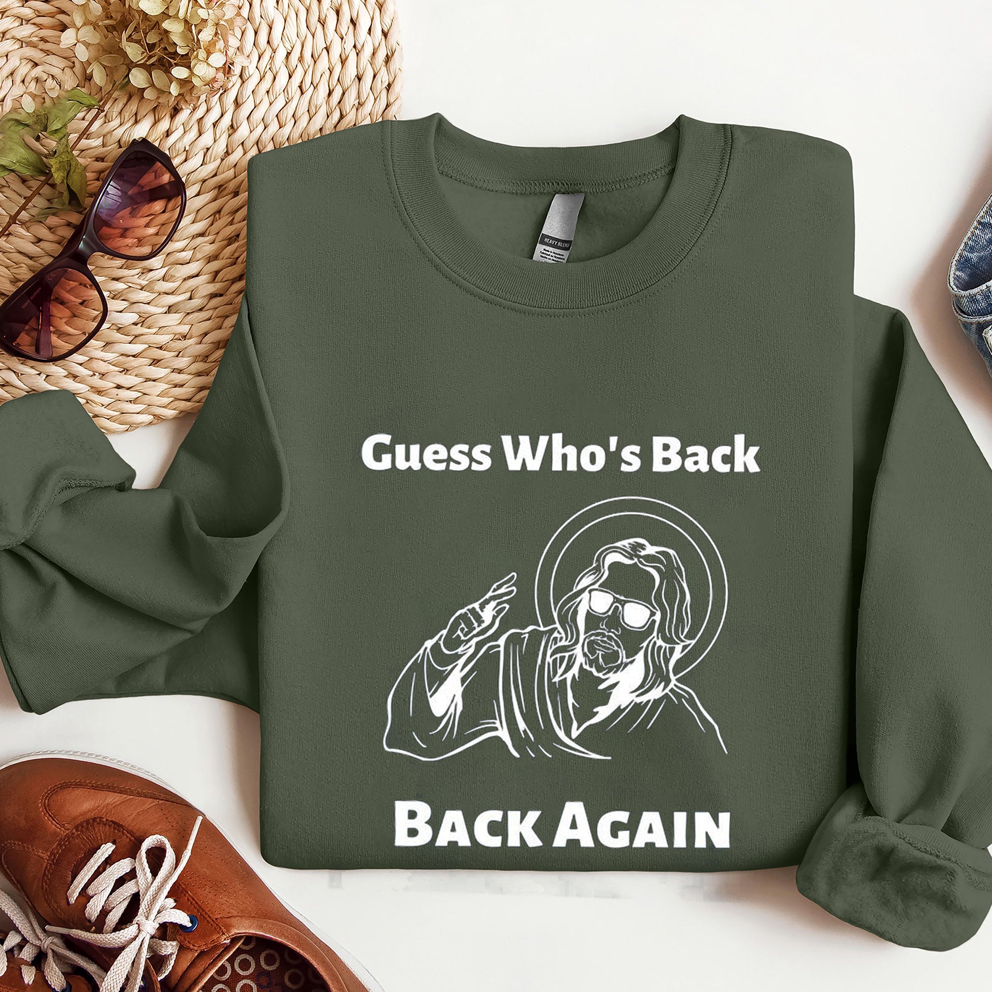 Funny Easter Jesus Shirt, Guess Who's Back Back Again T-shirt, Jesus Easter Sweatshirt, Christian Easter Gift, Easter Church Group Shirt. ILAF51